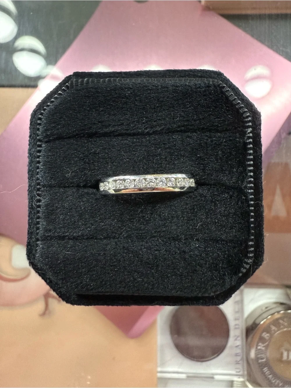 White Gold Natural Diamond Channel Set Ring